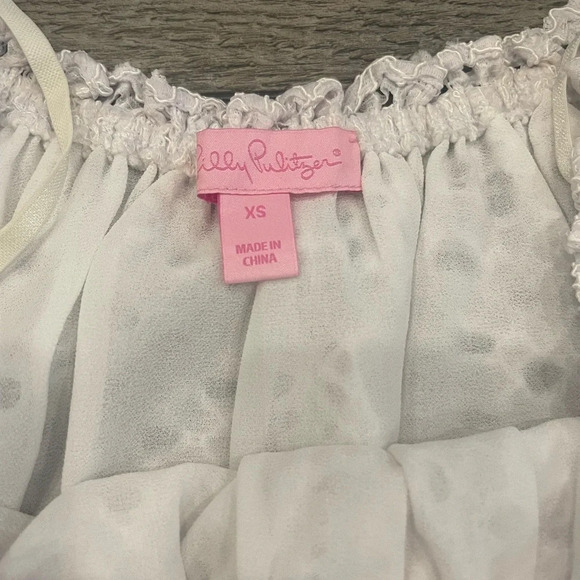 White Delicate Lace Off-Shoulder Blouse -XS by Lilly Pulitzer - Picture 4 of 6